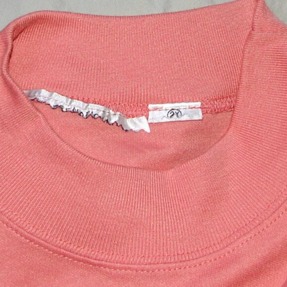 Vtg International Sportswear Mock Neck Pullover TOP, Plus Sz 2X, Salmon - Picture 4 of 5